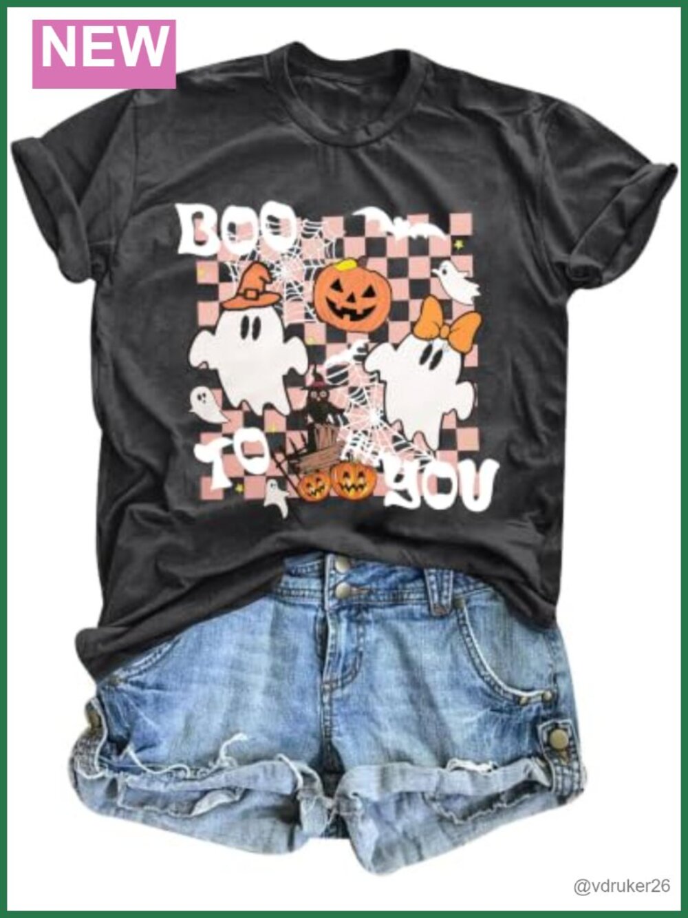 Women's Halloween Graphic T-Shirt Cute Ghost Crew Neck Short